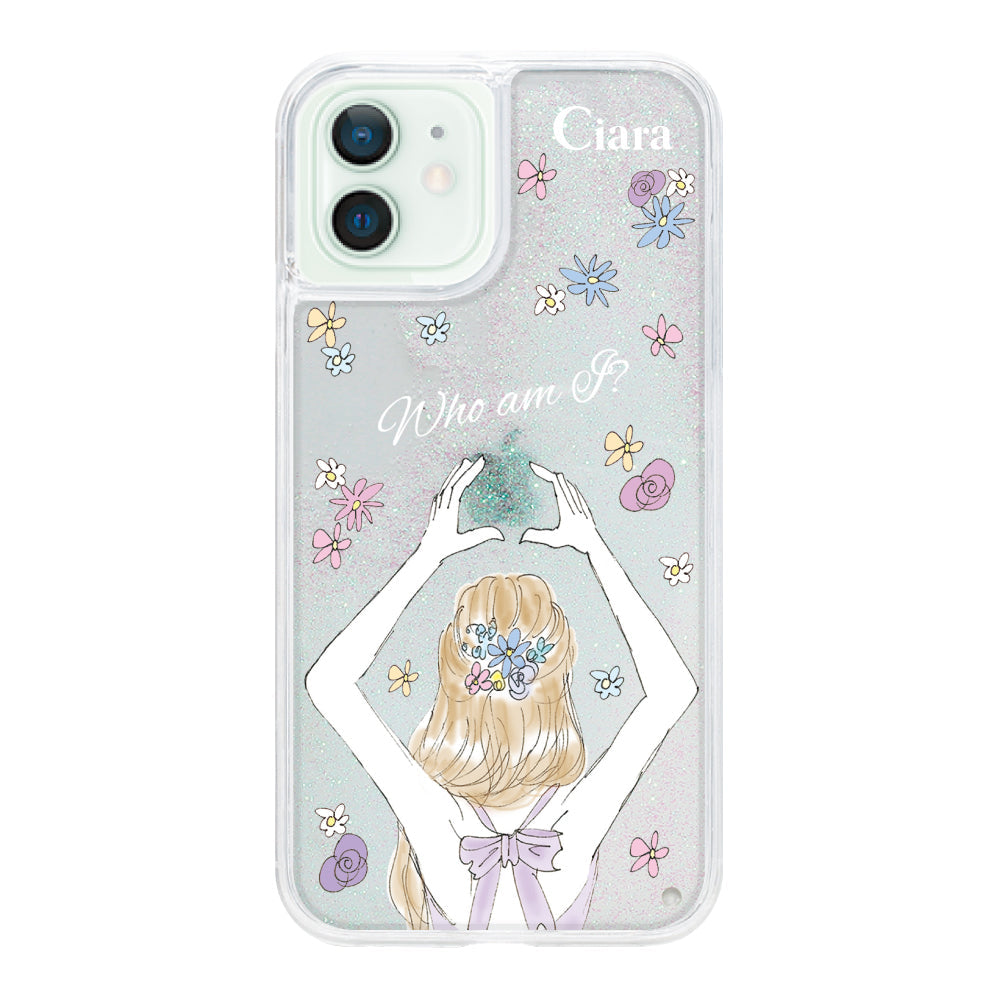 iPhone12mini グリッター オイルクリアケース バックショット パープル