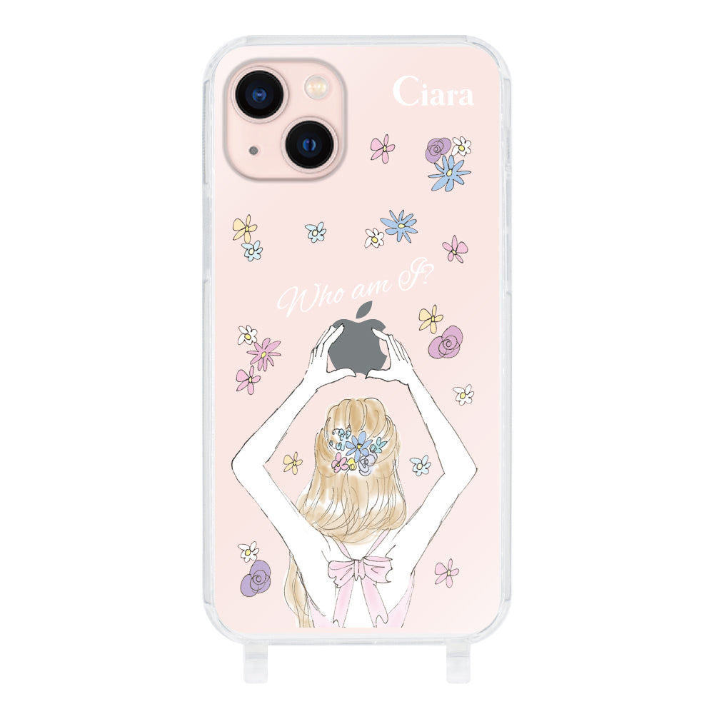 iPhone13ケース ストラップクリアケース バックショット ピンク