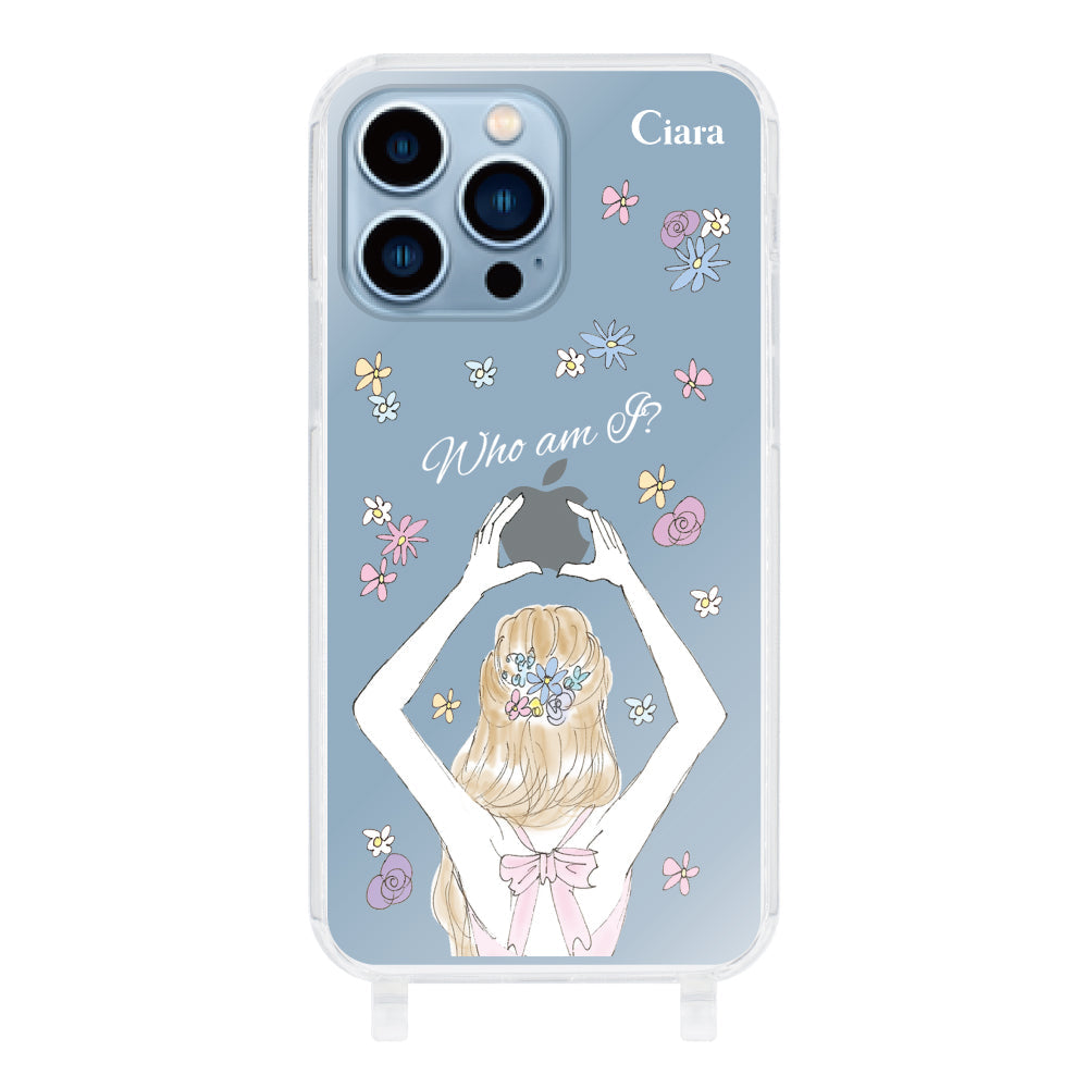 iPhone13ProMaxケース ストラップクリアケース バックショット ピンク