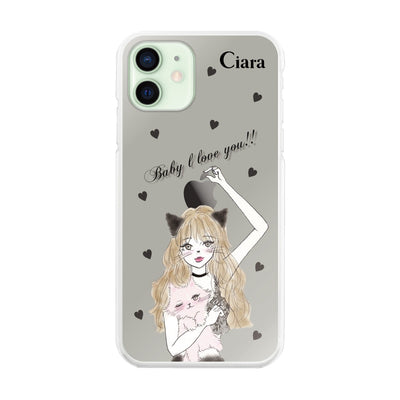 iPhoneケース ハイブリッド クリアケース ブラックキャットガール