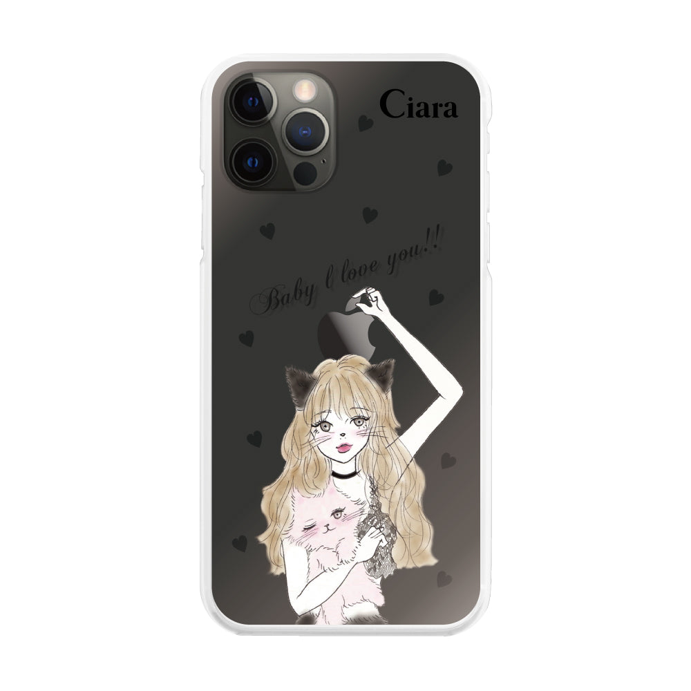 iPhoneX/XS ハイブリッド クリアケース ブラックキャットガール ブラック