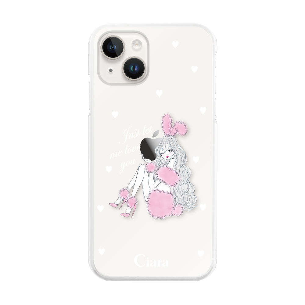 iPhone14 ハイブリッド クリアケース ピンクバニー クリア