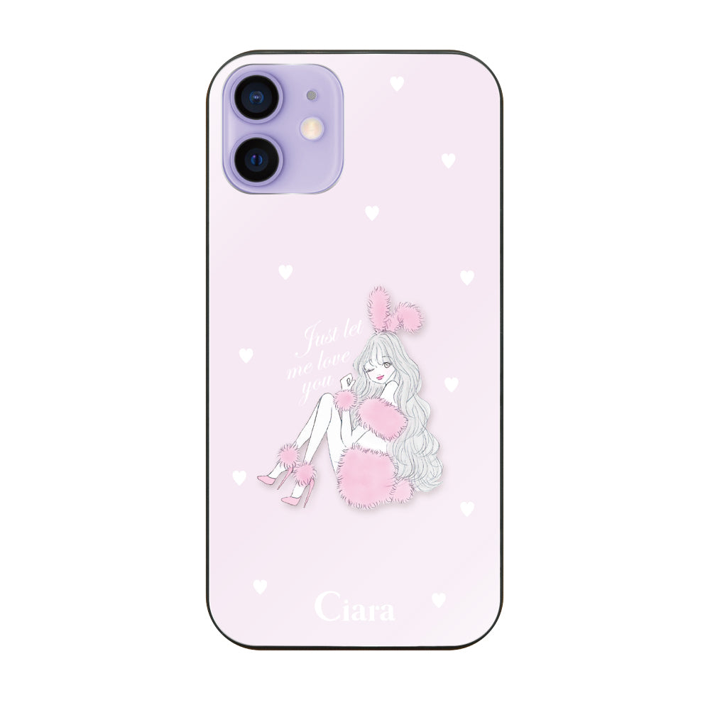 iPhone12/12Pro ガラス 強化ガラスケース ピンクバニー ピンク
