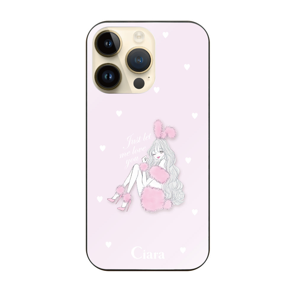 iPhone14Pro ガラス 強化ガラスケース ピンクバニー ピンク