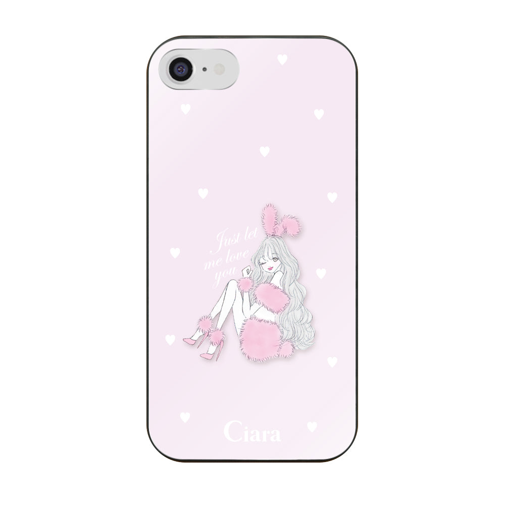 iPhone7/8/SE2/SE3 ガラス 強化ガラスケース ピンクバニー ピンク