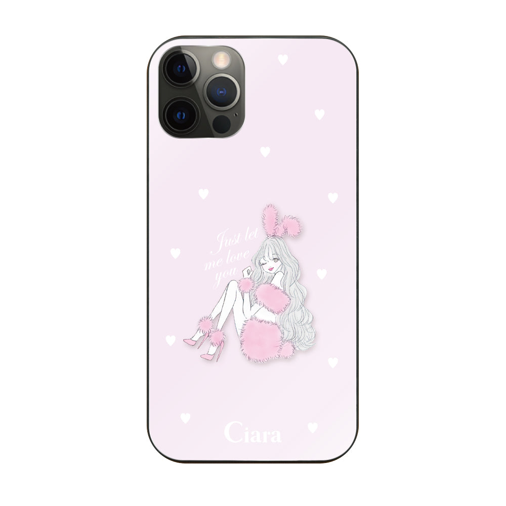 iPhoneX/XS ガラス 強化ガラスケース ピンクバニー ピンク