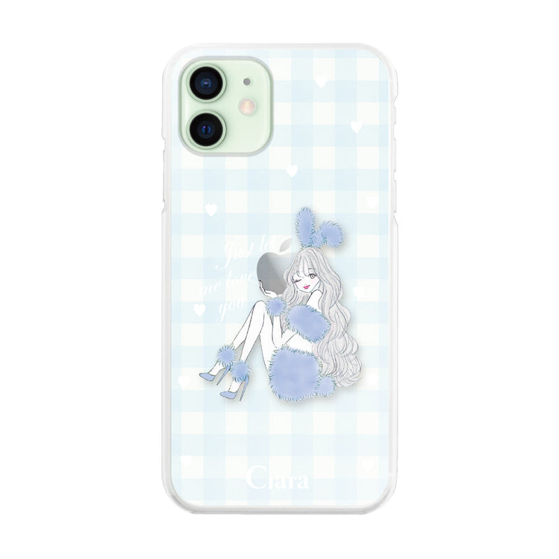 iPhoneケース ハイブリッド クリアケース ブルーバニー