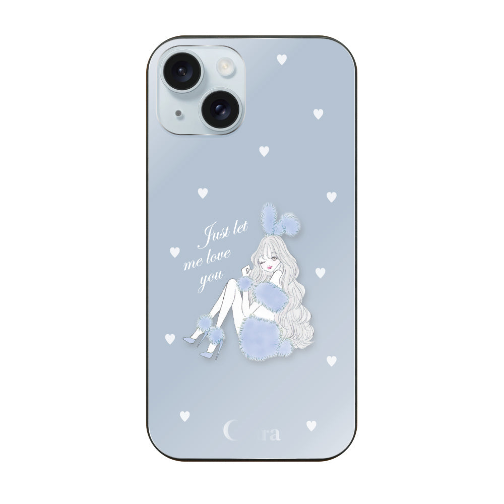 iPhone15Plus ガラス 強化ガラスケース ブルーバニー ブルー