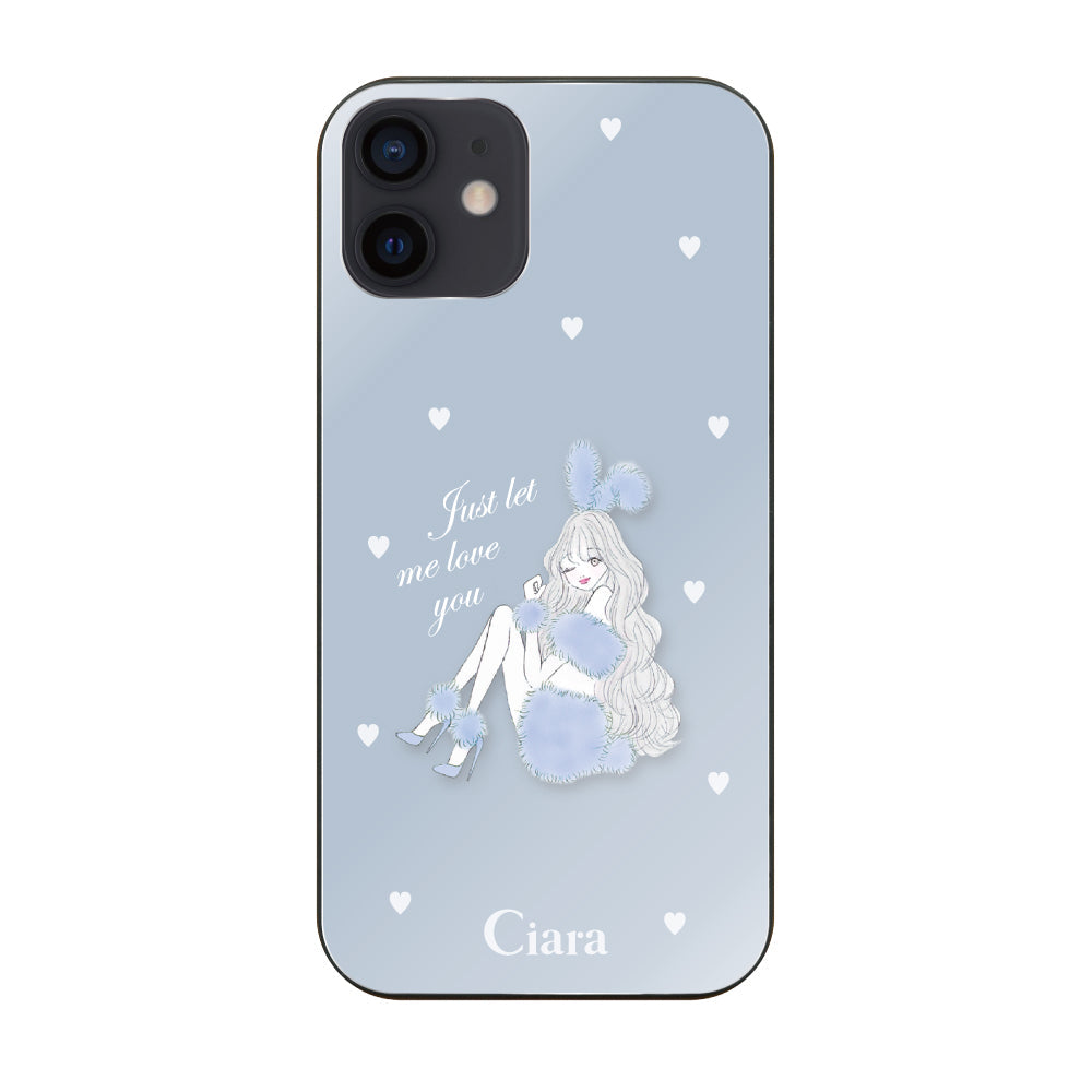 iPhoneXR ガラス 強化ガラスケース ブルーバニー ブルー