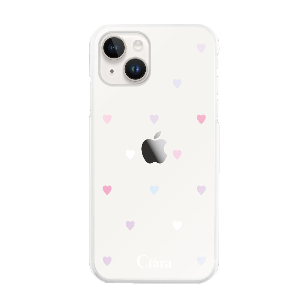 iPhone14 ハイブリッド クリアケース パステルハート パステル