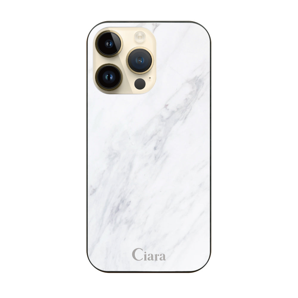 iPhone14Pro ガラス 強化ガラスケース マーブル ホワイト