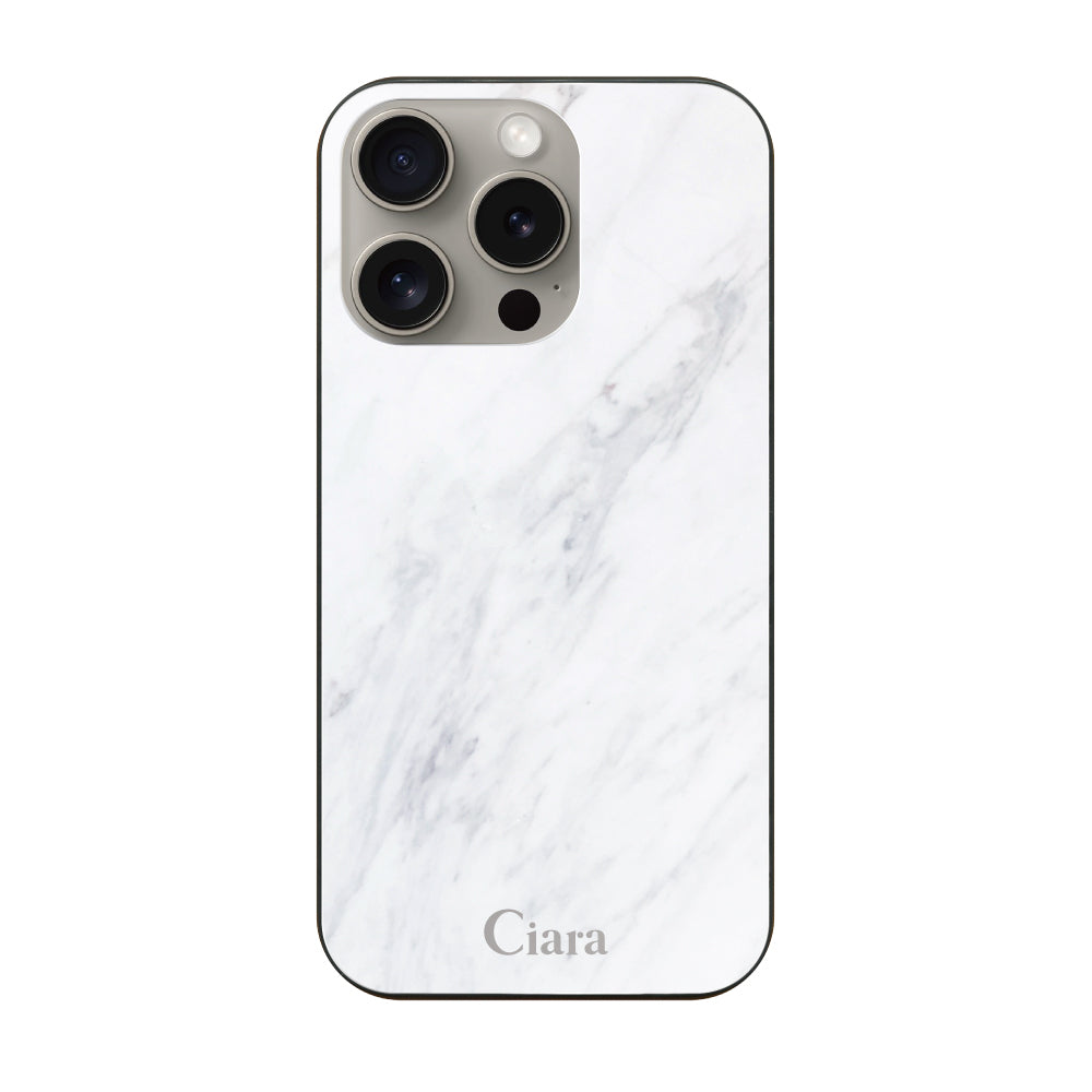 iPhone15Pro ガラス 強化ガラスケース マーブル ホワイト
