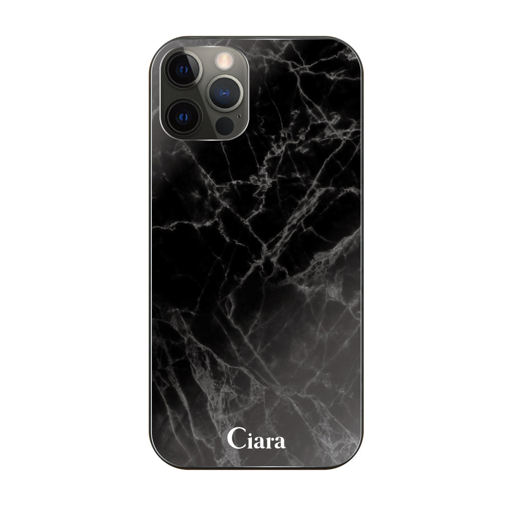 iPhoneX/XS ガラス 強化ガラスケース マーブル ブラック