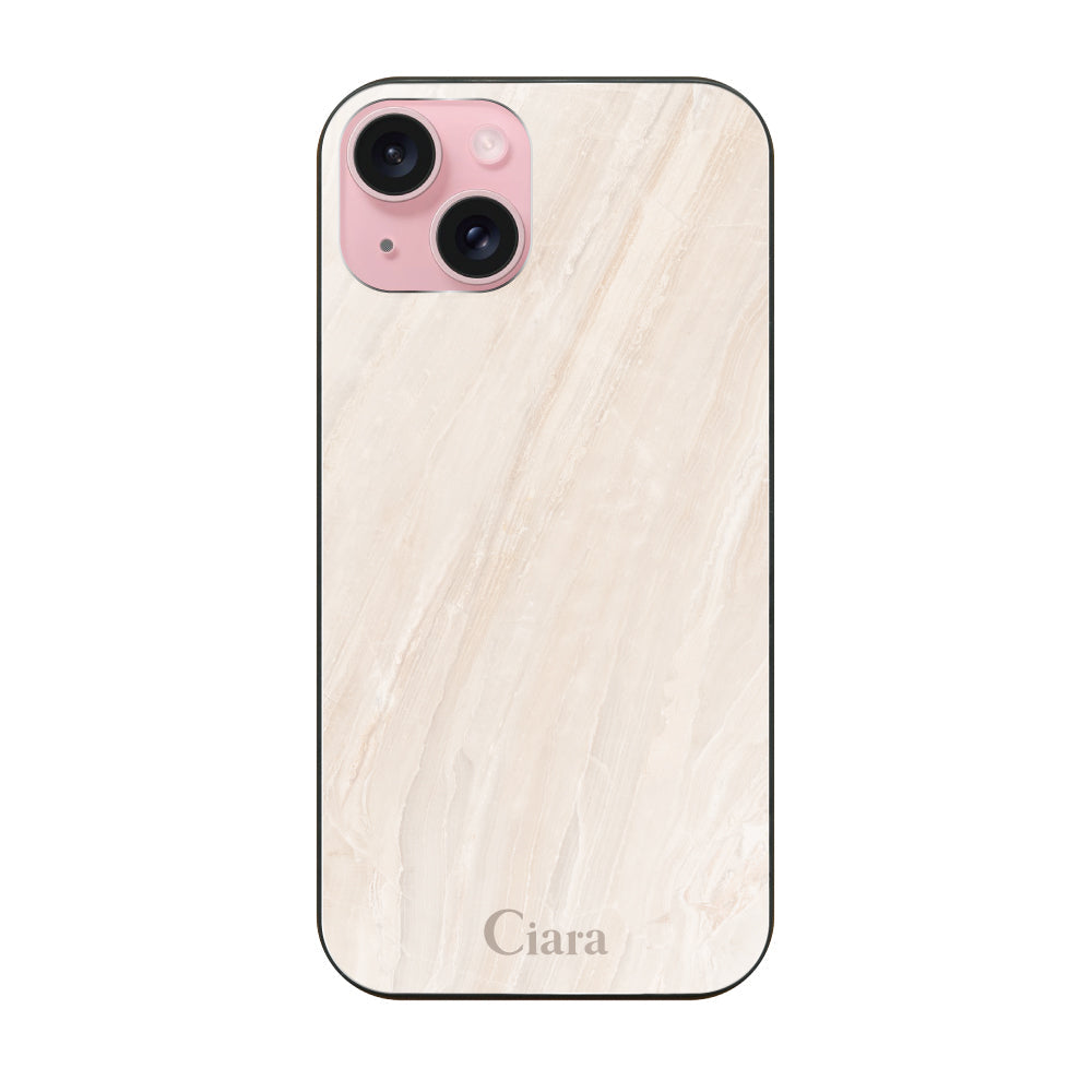 iPhone15 ガラス 強化ガラスケース マーブル ベージュ