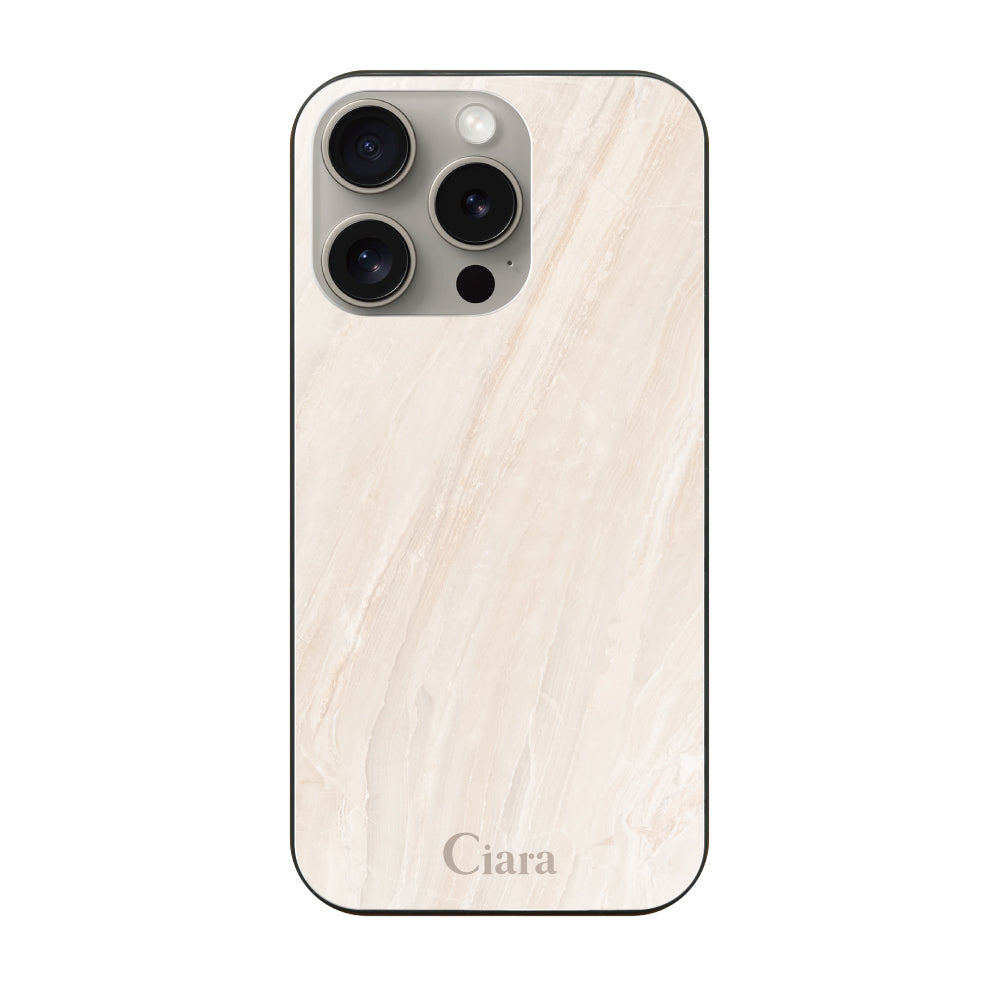 iPhone15Pro ガラス 強化ガラスケース マーブル ベージュ