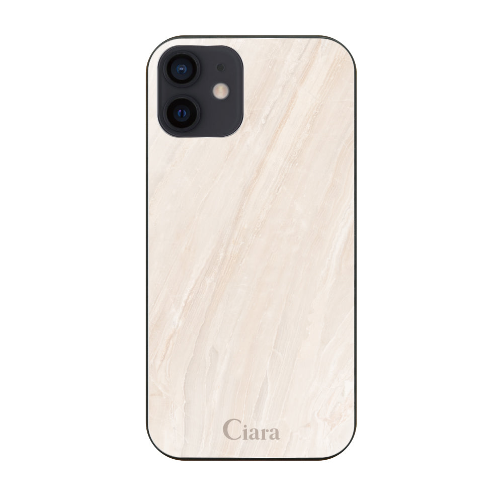 iPhoneXR ガラス 強化ガラスケース マーブル ベージュ