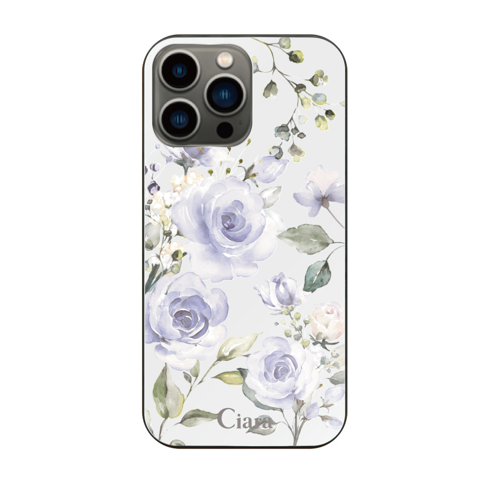 iPhone13Pro ガラス 強化ガラスケース スプリンクルフラワー パープル