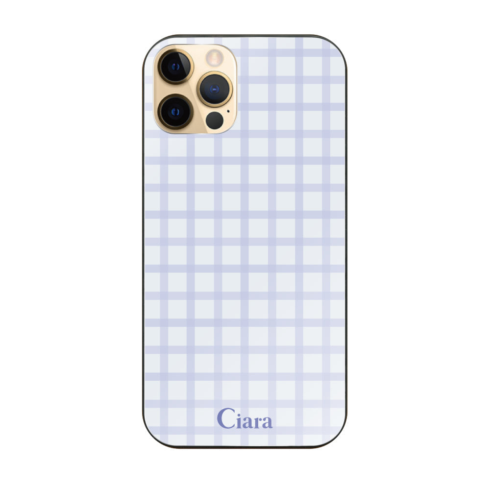 iPhone11Pro ガラス 強化ガラスケース ブロックチェック ブルー