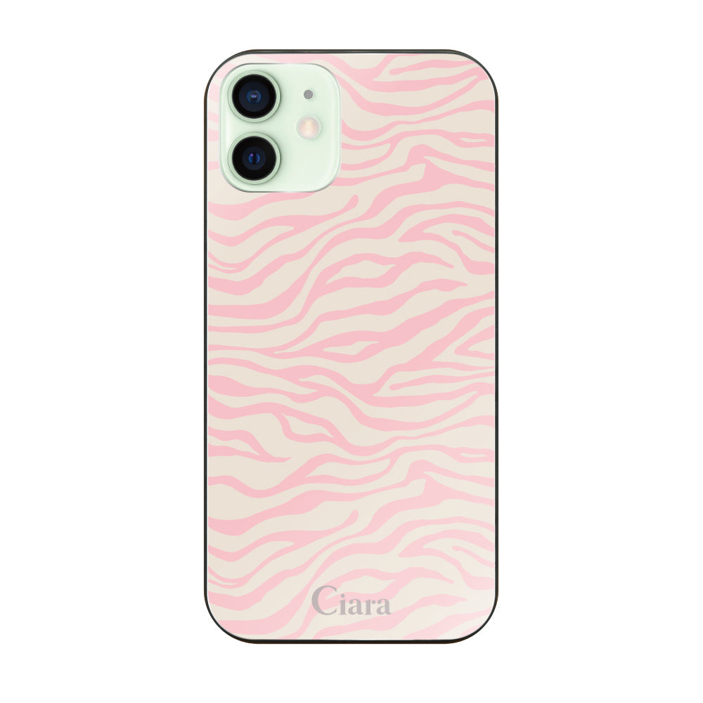 iPhone12mini ガラス 強化ガラスケース タイガー ピンク