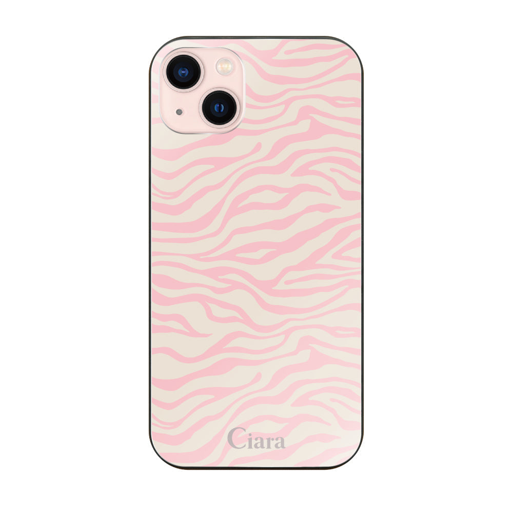 iPhone13 ガラス 強化ガラスケース タイガー ピンク