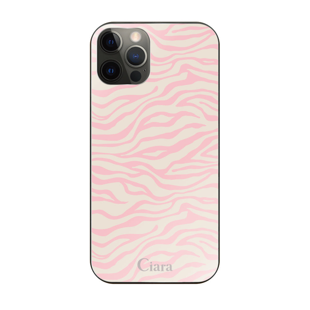 iPhoneX/XS ガラス 強化ガラスケース タイガー ピンク