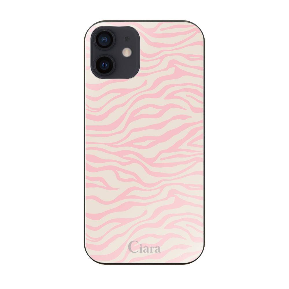 iPhoneXR ガラス 強化ガラスケース タイガー ピンク