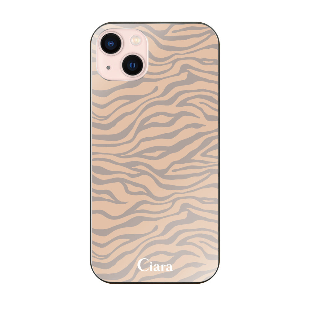iPhone13 ガラス 強化ガラスケース タイガー ベージュ