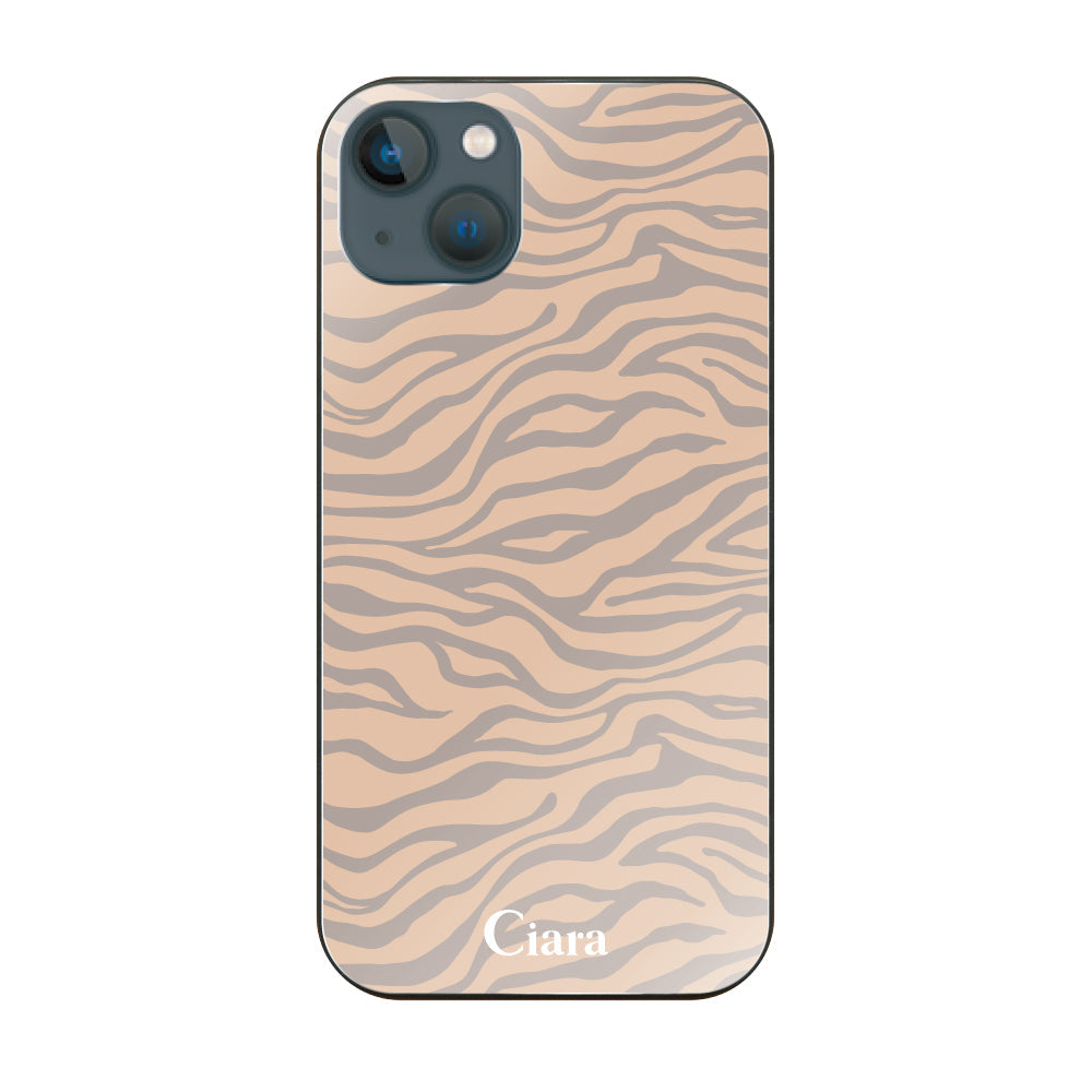 iPhone13mini ガラス 強化ガラスケース タイガー ベージュ