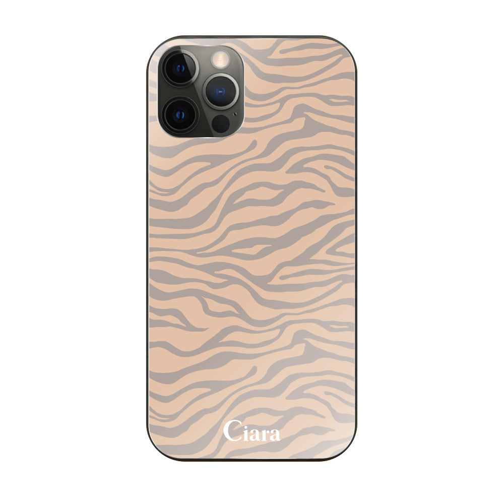 iPhoneX/XS ガラス 強化ガラスケース タイガー ベージュ