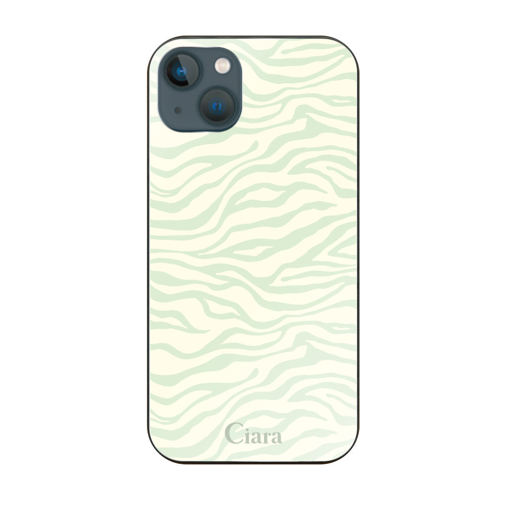 iPhone13mini ガラス 強化ガラスケース タイガー グリーン