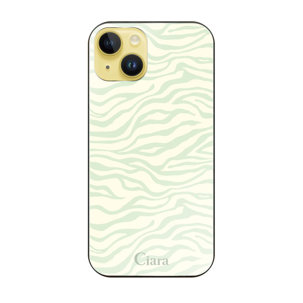 iPhone14Plus ガラス 強化ガラスケース タイガー グリーン