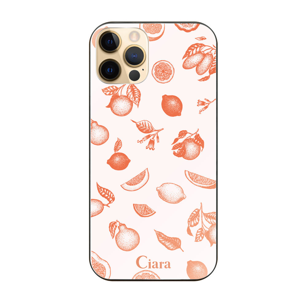 iPhone11Pro ガラス 強化ガラスケース ロマンティックレモン オレンジ