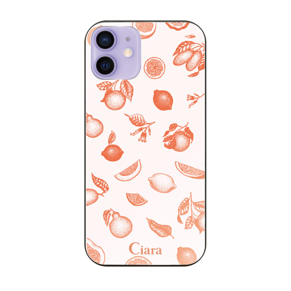 iPhone12/12Pro ガラス 強化ガラスケース ロマンティックレモン オレンジ