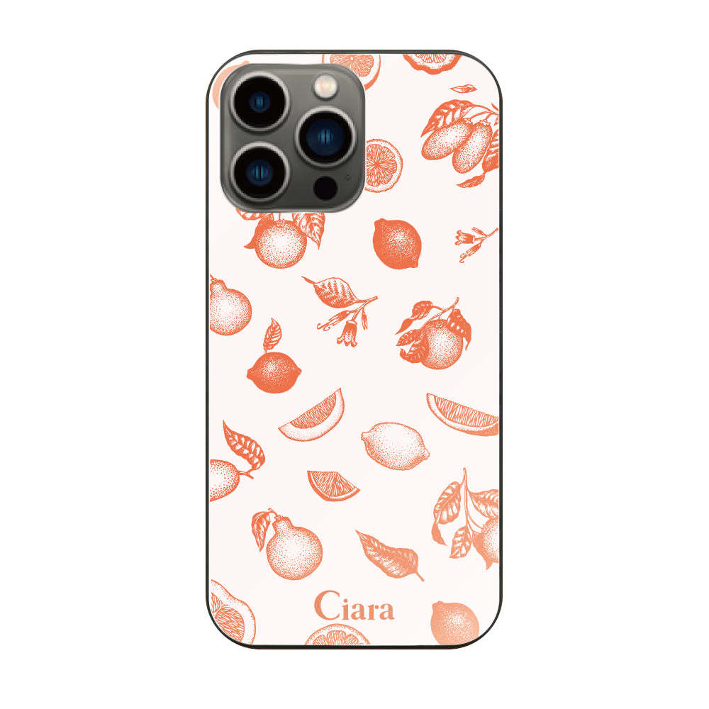 iPhone13Pro ガラス 強化ガラスケース ロマンティックレモン オレンジ