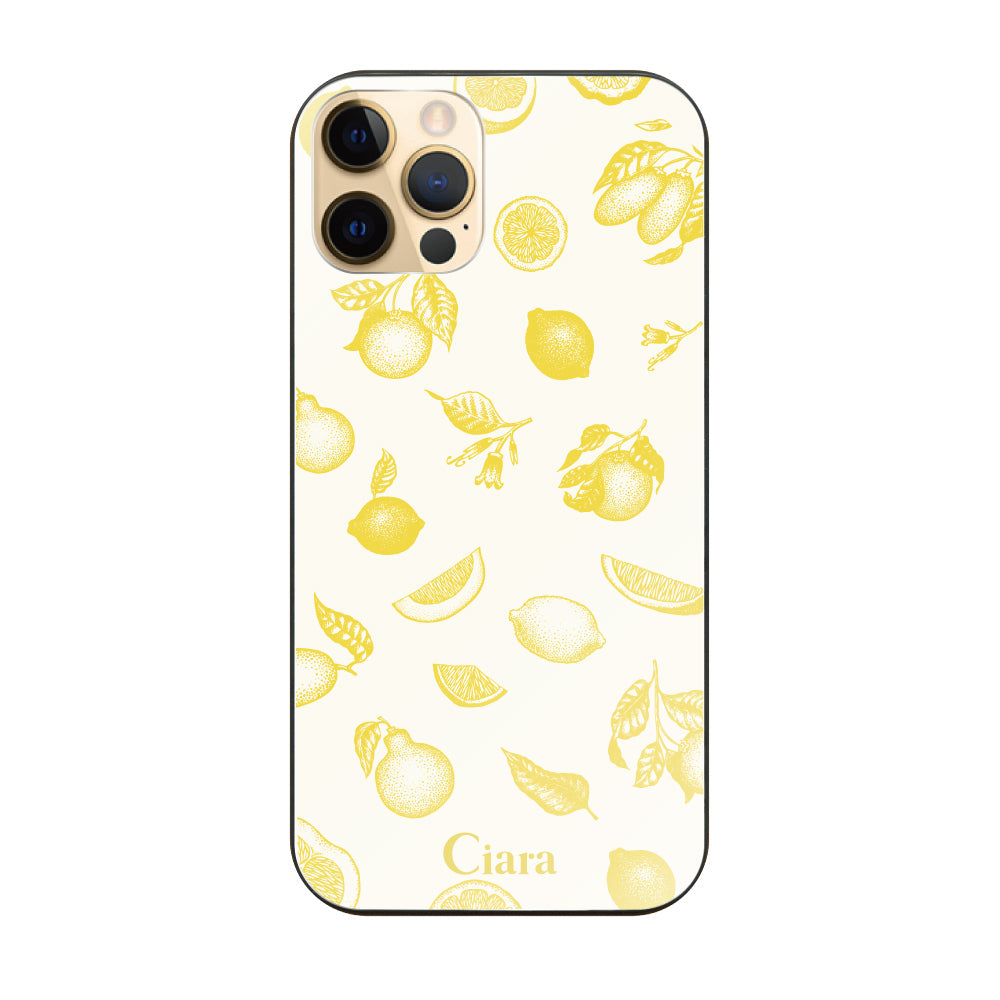 iPhone11Pro ガラス 強化ガラスケース ロマンティックレモン イエロー