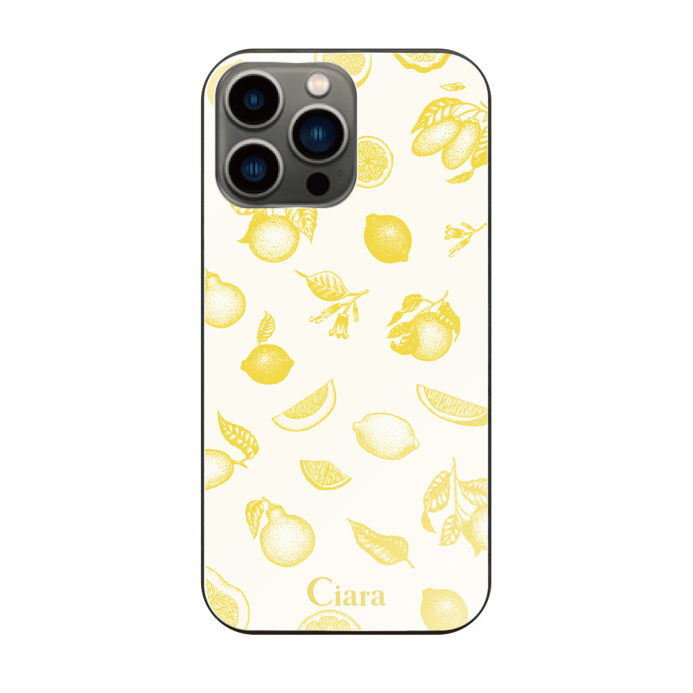 iPhone13Pro ガラス 強化ガラスケース ロマンティックレモン イエロー