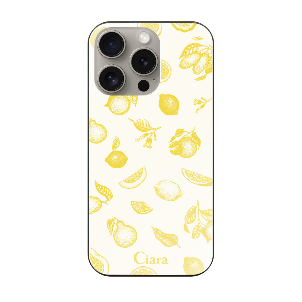iPhone15Pro ガラス 強化ガラスケース ロマンティックレモン イエロー