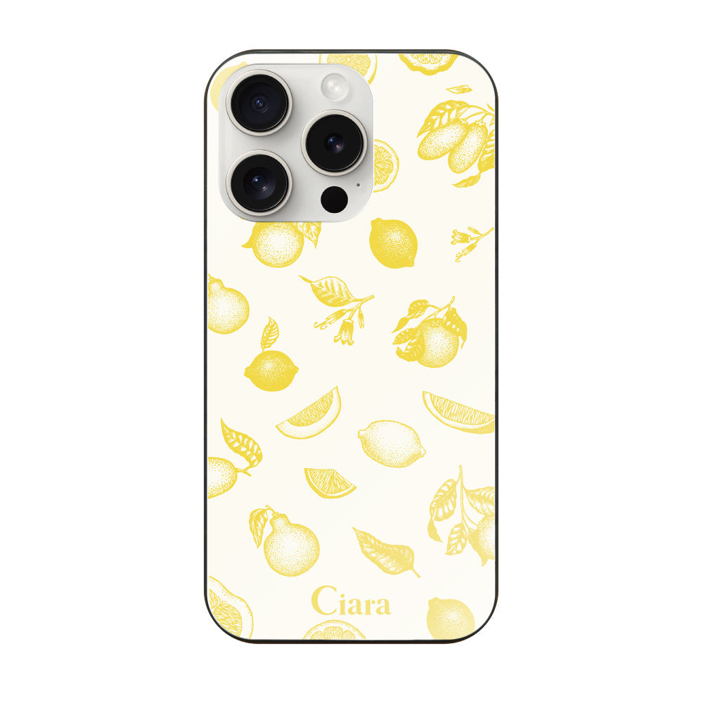 iPhone15ProMax ガラス 強化ガラスケース ロマンティックレモン イエロー