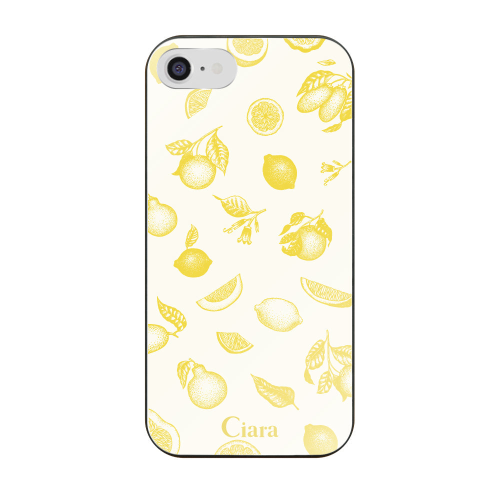 iPhone7/8/SE2/SE3 ガラス 強化ガラスケース ロマンティックレモン イエロー