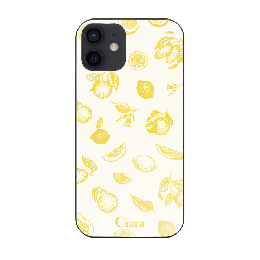 iPhoneXR ガラス 強化ガラスケース ロマンティックレモン イエロー
