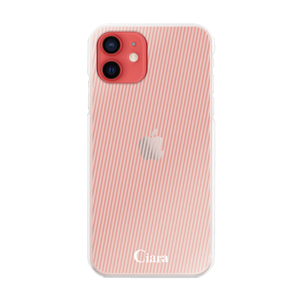iPhone11 ハイブリッド クリアケース シアーストライプ ベージュ