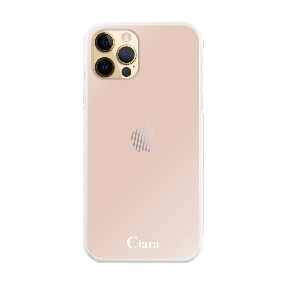 iPhone11Pro ハイブリッド クリアケース シアーストライプ ベージュ