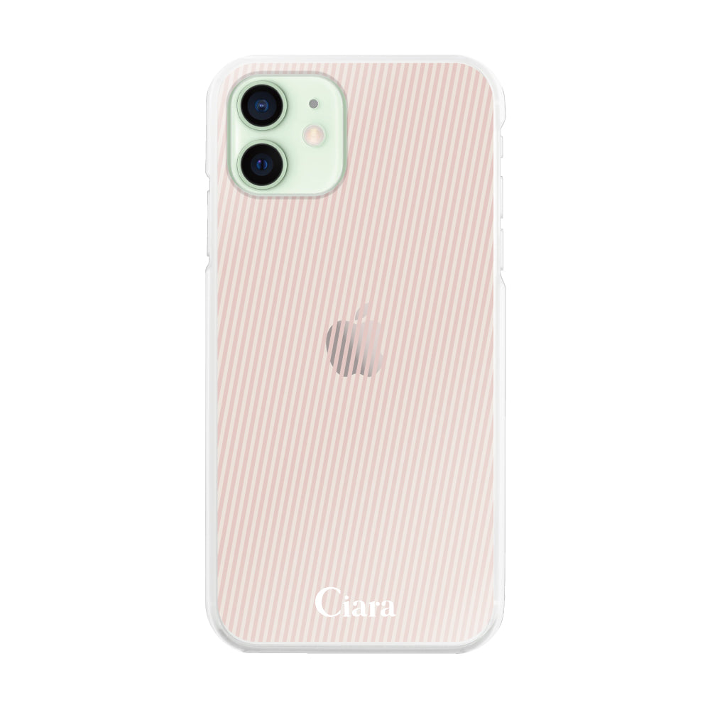 iPhone12mini ハイブリッド クリアケース シアーストライプ ベージュ