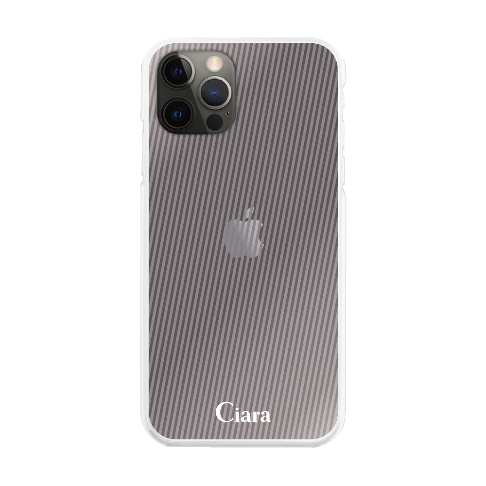 iPhoneX/XS ハイブリッド クリアケース シアーストライプ パープル