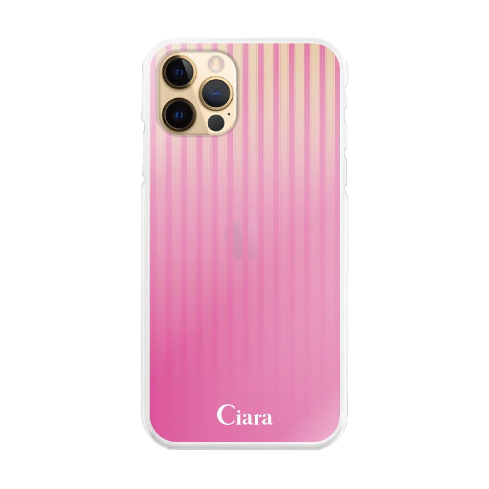 iPhone11Pro ハイブリッド クリアケース グラデーションストライプ ピンク