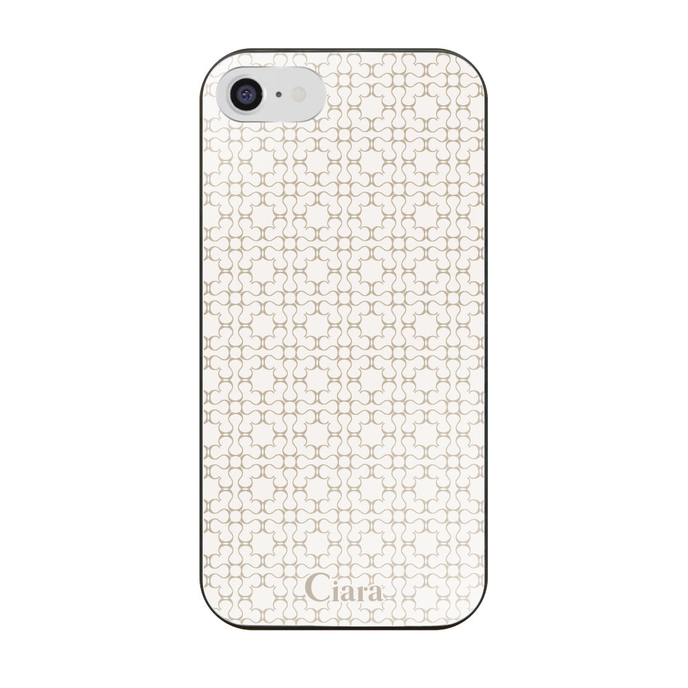 iPhone7/8/SE2/SE3 ガラス 強化ガラスケース シアラマカダムフルパターン ベージュ