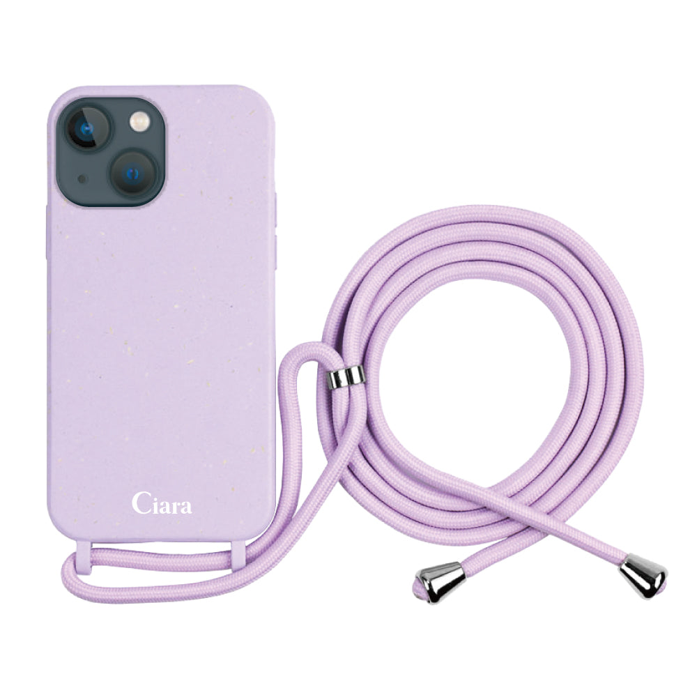 iPhone13miniケース サスティナブルストラップケース ロゴ パープル