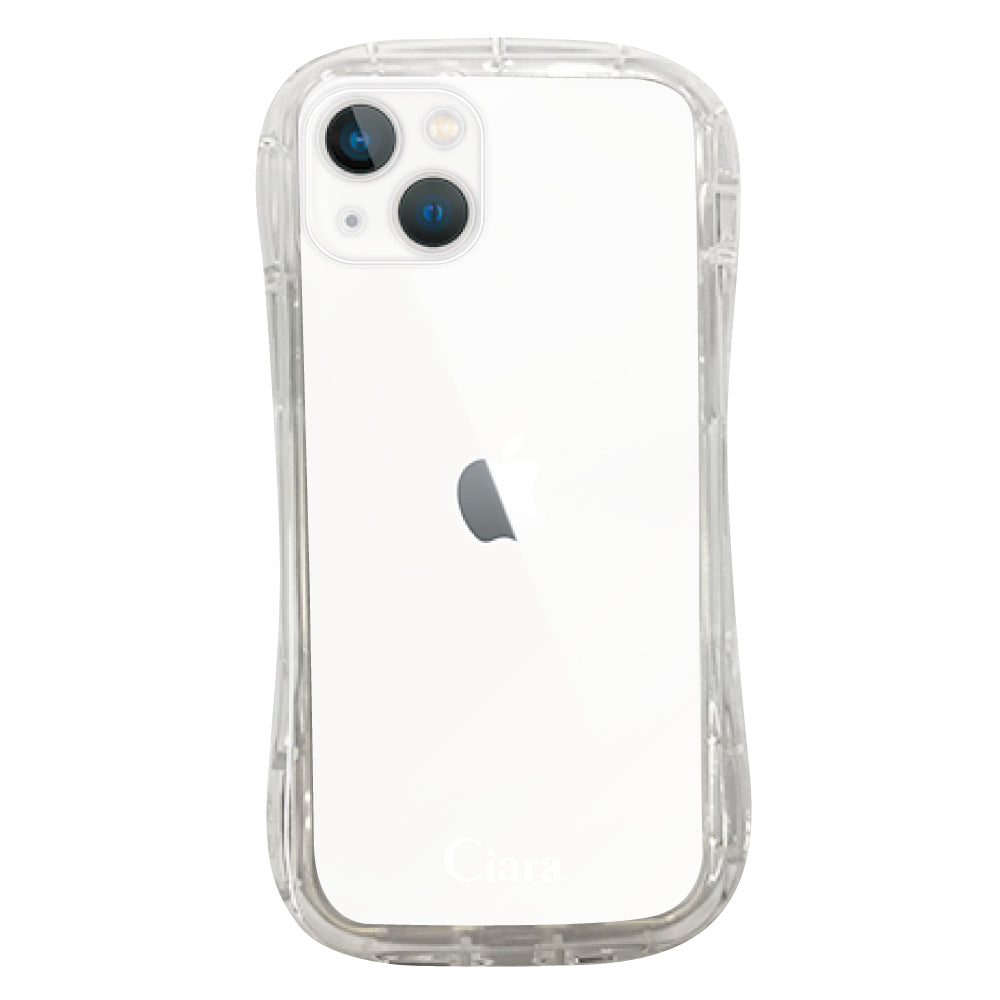 iPhone13 TPUグリップ クリアケース ロゴ ホワイト