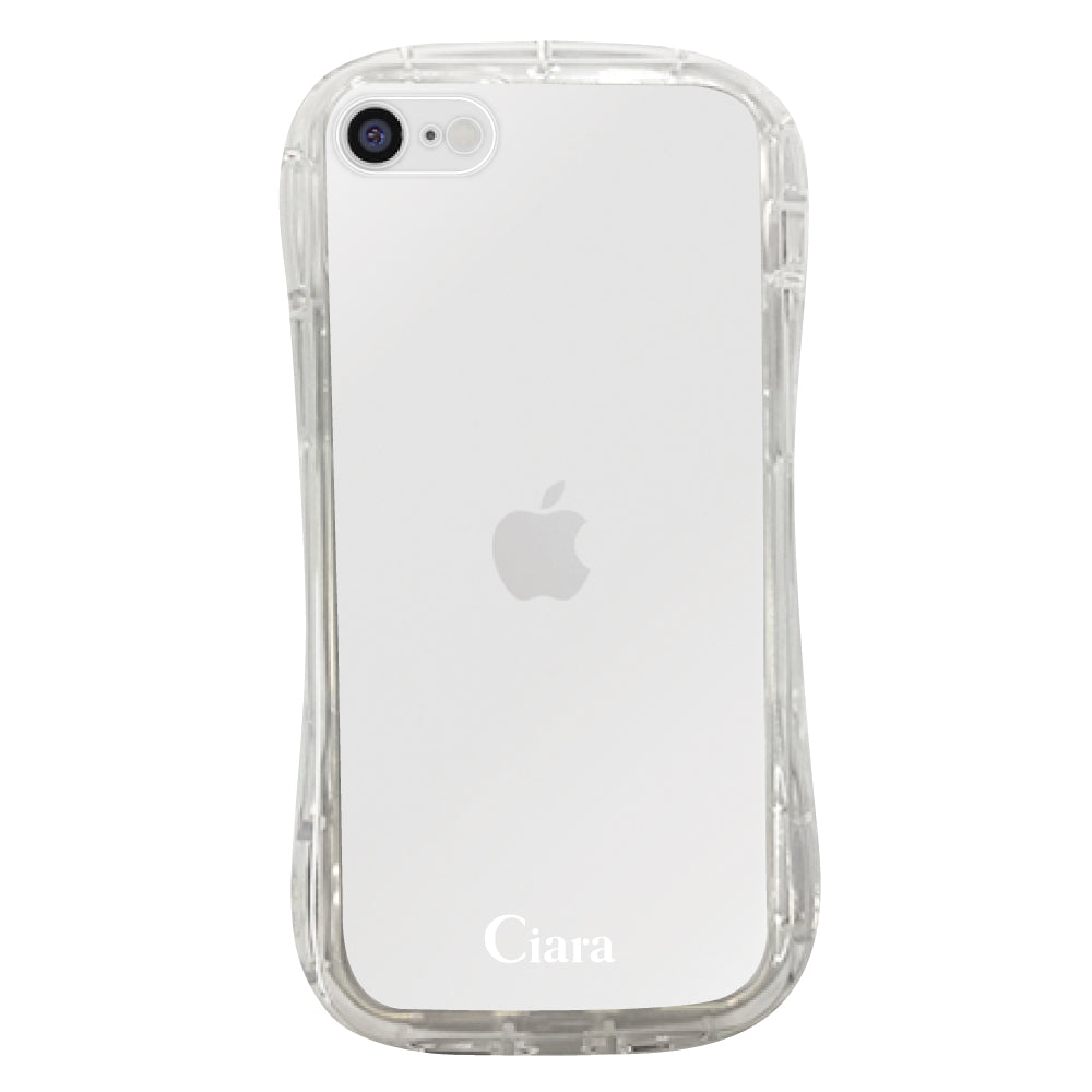 iPhone7/8/SE2/SE3 TPUグリップ クリアケース ロゴ ホワイト