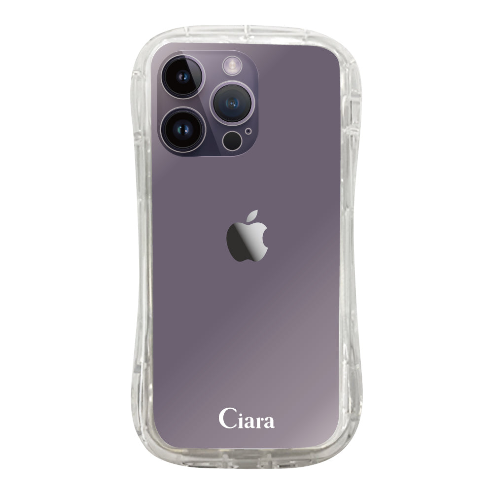 iPhone14ProMax TPUグリップ クリアケース ロゴ ホワイト
